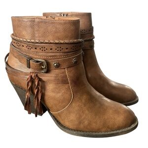 Jellypop Brown Adia Heeled Ankle Boots 8.5